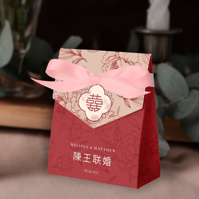 Caja Para Regalos Elegante patrón floral gracias Boda chino (Elegant Floral Pattern Thank You Chinese Wedding Favor Box)