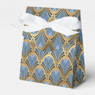 Caja Para Regalos Elegante patrón vintage art déco azul y dorado