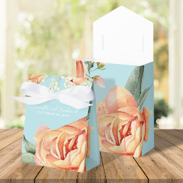 Caja Para Regalos Elegante Peach Floral Blue