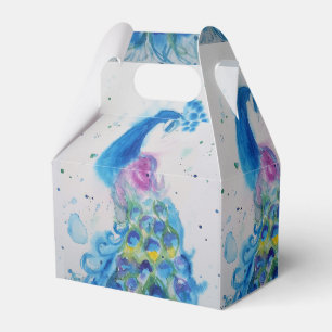 Caja Para Regalos Elegante Peacock acuarela Aves Marina Azul