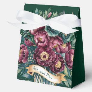 Caja Para Regalos Elegante peonía de borgoña y esmeralda con acento 