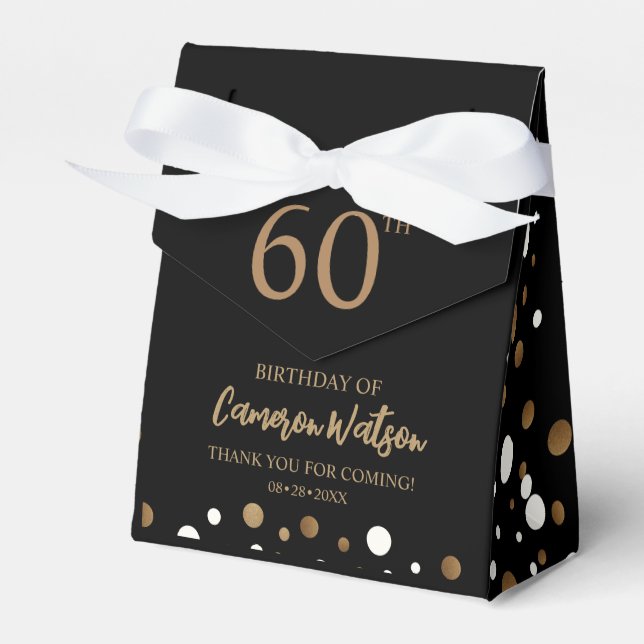 Caja Para Regalos Elegante Personalizado de Confetti de oro negro de (Front Side)