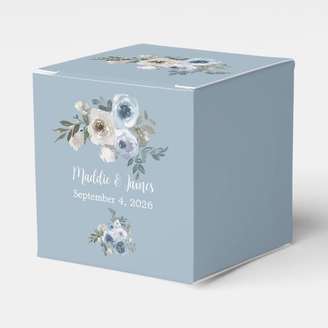 Caja Para Regalos Elegante Personalizado floral gris gris (Costado Anverso)