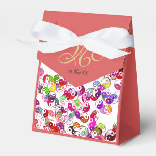 Caja Para Regalos Elegante Personalizado Peach Monograma Yin Yang