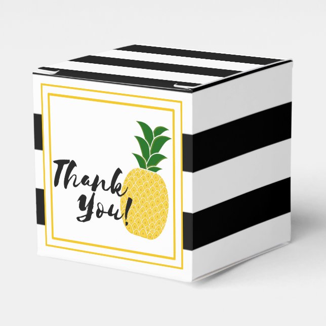 Caja Para Regalos Elegante Piña Amarilla Gracias (Costado Anverso)