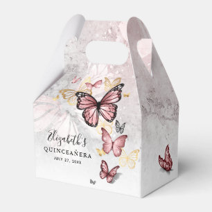 Caja Para Regalos Elegante plantilla de mariposa dorada rosa rosa de