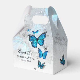 Caja Para Regalos Elegante plantilla de mariposa plateada y azul