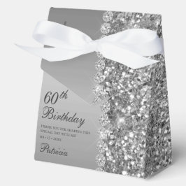 Caja Para Regalos Elegante Plata Cumpleaños 60 Agradecimiento
