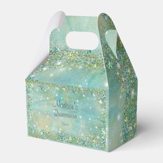 Caja Para Regalos Elegante playa de arena turquesa Purpurina Sparkle (Front Side)