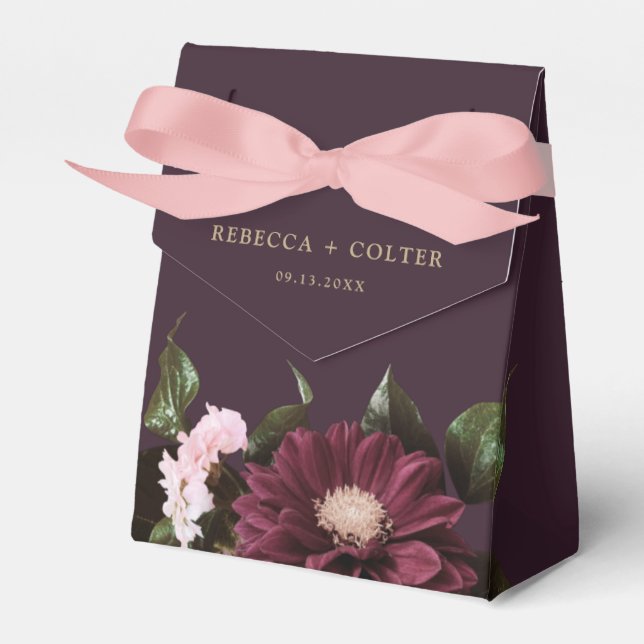 Caja Para Regalos Elegante Plum Purple Burgundy Boda Floral (Front Side)