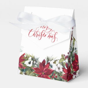 Caja Para Regalos Elegante Poinsettia Roja Feliz Navidad