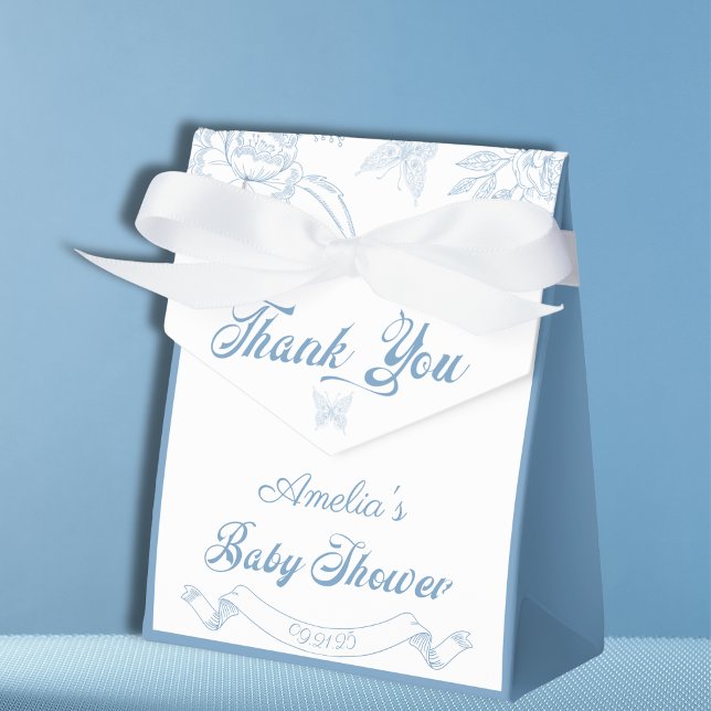 Caja Para Regalos Elegante Polvo Azul Mariposa Floral Gracias (Subido por el creador)
