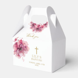 Caja Para Regalos Elegante Polvo Rosa Aquarela Floral Bautizo