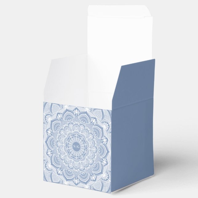 Caja Para Regalos Elegante polvoriento azul encaje mandala clásico (Abierto)
