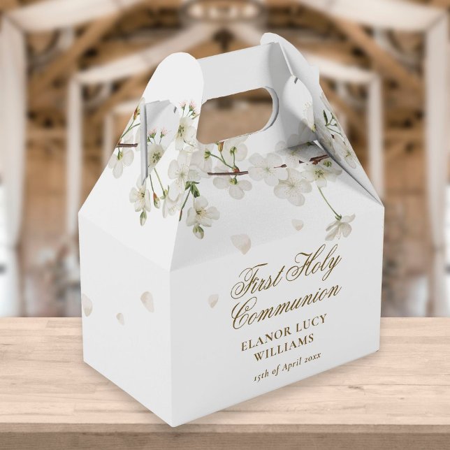 Caja Para Regalos Elegante Primera Comunión Blanca Floral (Subido por el creador)