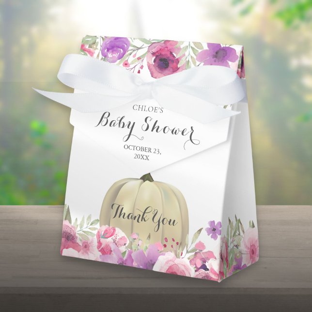 Caja Para Regalos Elegante Pumpkin Floral Baby Shower (Elegant Pumpkin Floral Baby Shower Favor Box)