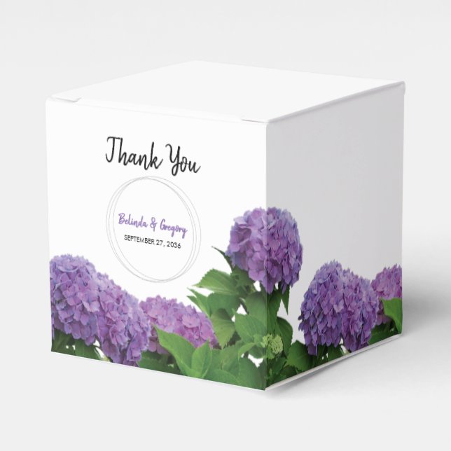 Caja Para Regalos Elegante Púrpura Hydrangea Boda (Costado Anverso)