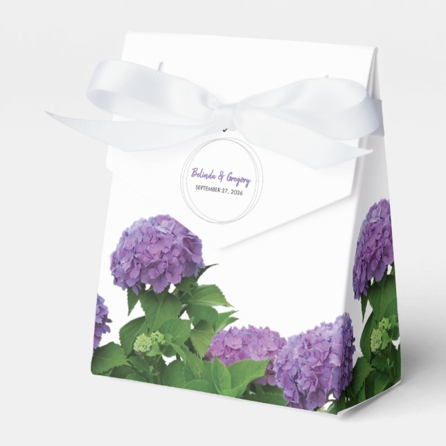 Caja Para Regalos Elegante Púrpura Hydrangea Boda (Front Side)