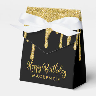 Caja Para Regalos Elegante Purpurina de espuma de oro negro gotea cu