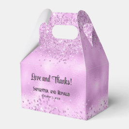 Caja Para Regalos Elegante Purpurina de Faux Lilac y Boda de Relieve