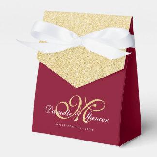 Caja Para Regalos Elegante Purpurina de oro de Borgoña Gracias