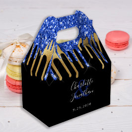 Caja Para Regalos Elegante Purpurina de Oro Negro Azul  Dris Boda