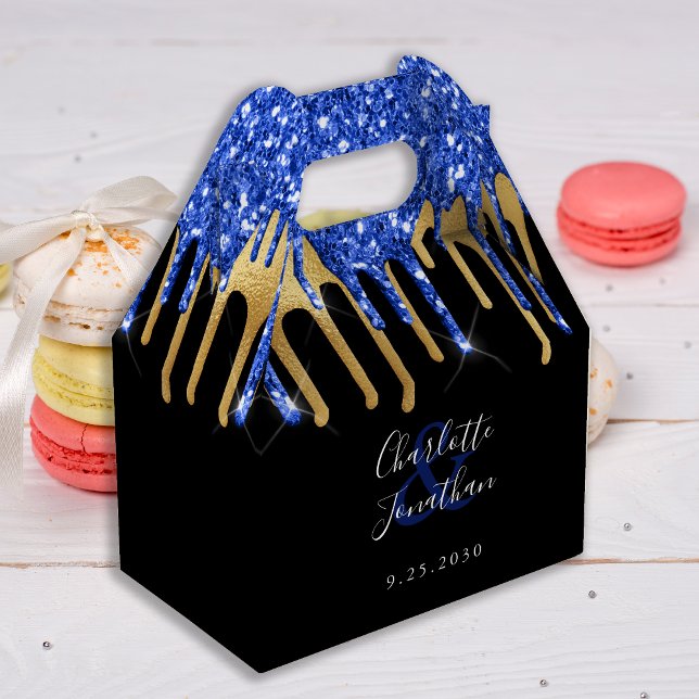 Caja Para Regalos Elegante Purpurina de Oro Negro Azul  Dris Boda (Subido por el creador)