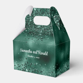 Caja Para Regalos Elegante Purpurina Faux Green y Boda de Relieve me