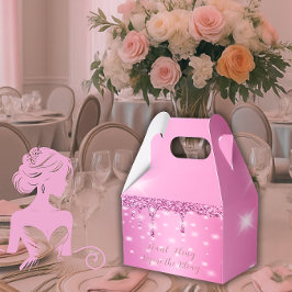 Caja Para Regalos Elegante Purpurina rosado caliente goteo Bachelore