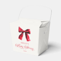 Elegante Red Coquette Bow Baby Shower
