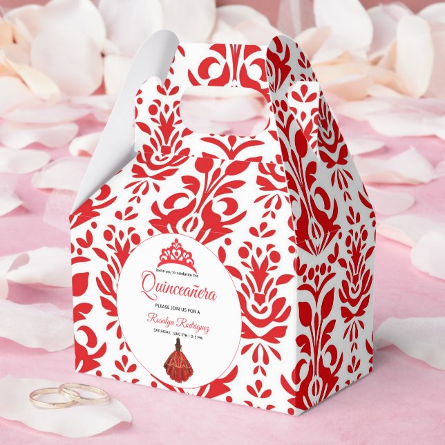 Caja Para Regalos Elegante Red Royal Quinceañera (Boda)