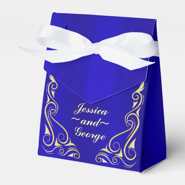 Caja Para Regalos Elegante Regal Golden y Real Boda Azul (Front Side)