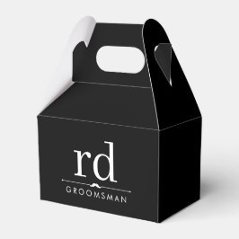 Caja Para Regalos Elegante regalo de Monograma Negro y Blanco Grooms