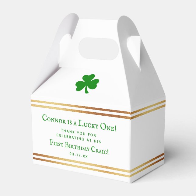 Caja Para Regalos Elegante Relieve metalizado dorado San Patricio (Front Side)