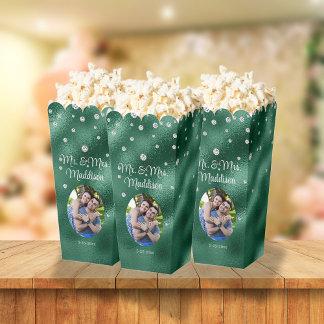Caja Para Regalos Elegante Relieve metalizado verde y Boda de diaman