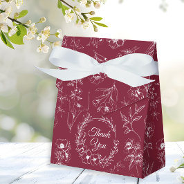 Caja Para Regalos Elegante Romance de época Borgoña Boda Floral