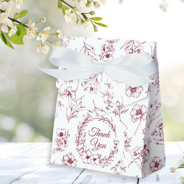 Caja Para Regalos Elegante Romance de época Borgoña Boda Floral
