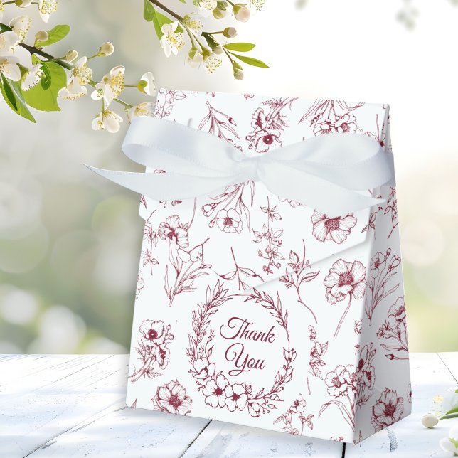Caja Para Regalos Elegante Romance de época Borgoña Boda Floral (Subido por el creador)