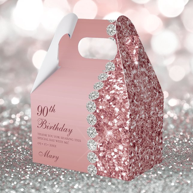 Caja Para Regalos Elegante Rosa Dorado Cumpleaños 90 (Subido por el creador)