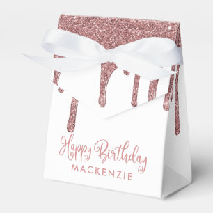 Caja Para Regalos Elegante Rosa Dorado Esparkle Purpurinas Drithday