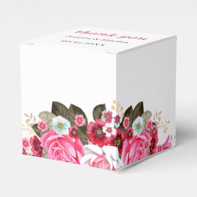 Caja Para Regalos Elegante Rosa Flor Boda personalizado (Costado Anverso)