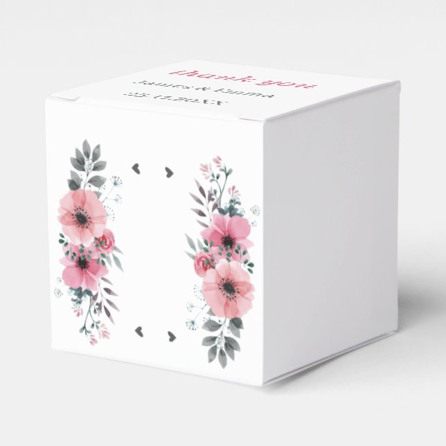 Caja Para Regalos Elegante Rosa Flor Boda personalizado (Costado Anverso)