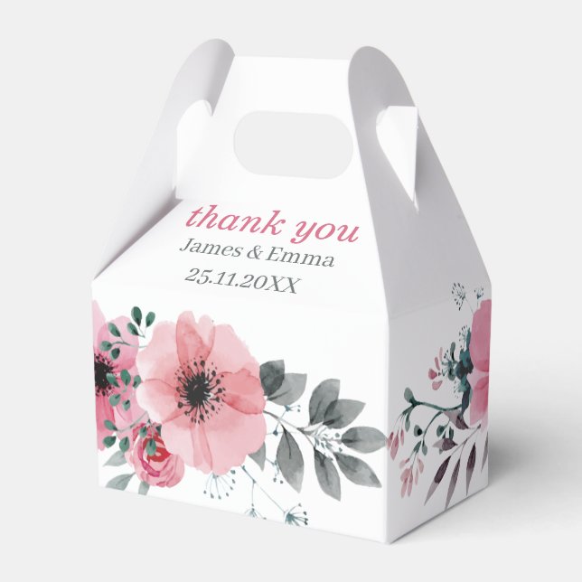 Caja Para Regalos Elegante Rosa Flor Boda personalizado (Front Side)