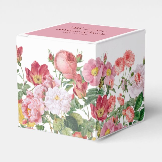 Caja Para Regalos Elegante Rosa Florals Boda Favor Box (Costado Anverso)
