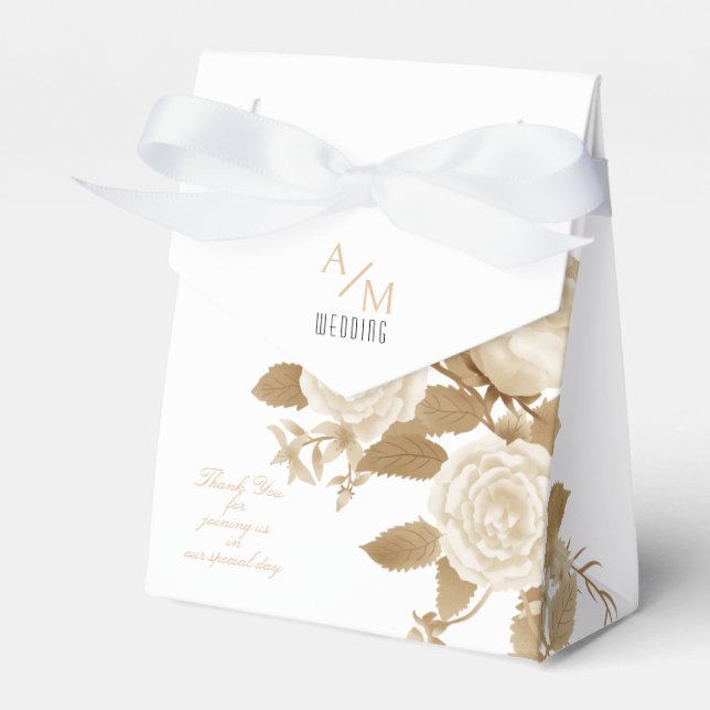 Caja Para Regalos Elegante Rosa Monograma Blanco (Front Side)