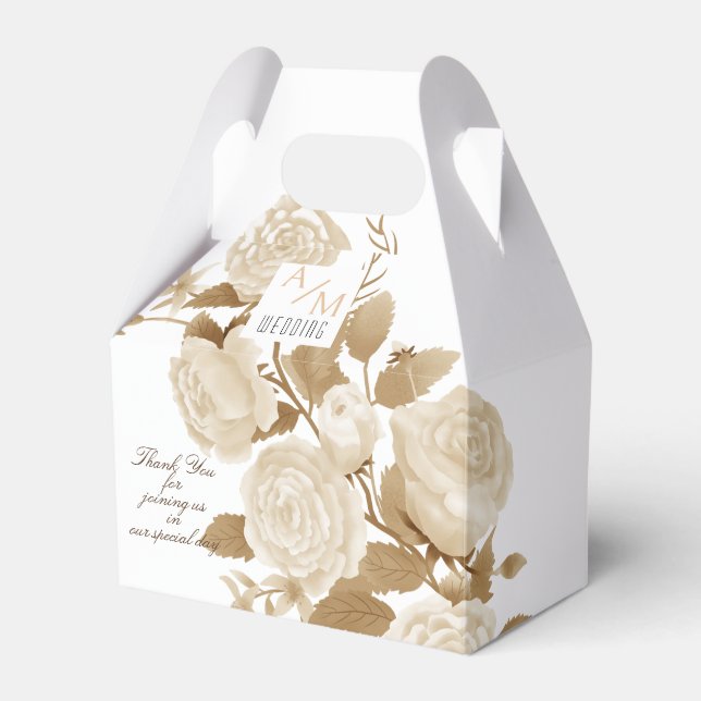 Caja Para Regalos Elegante Rosa Monograma Blanco (Front Side)