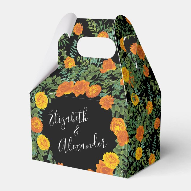 Caja Para Regalos Elegante Rosa negro y Naranja (Front Side)