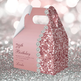 Caja Para Regalos Elegante Rosa Oro 70 cumpleaños