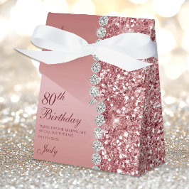 Caja Para Regalos Elegante Rosa Oro 80 cumpleaños