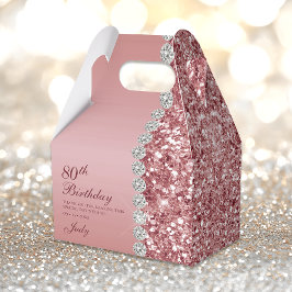 Caja Para Regalos Elegante Rosa Oro 80 cumpleaños